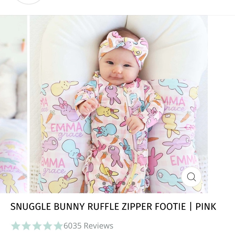 NWT Caden Lane Ruffle Pink Bunny footed sleeper